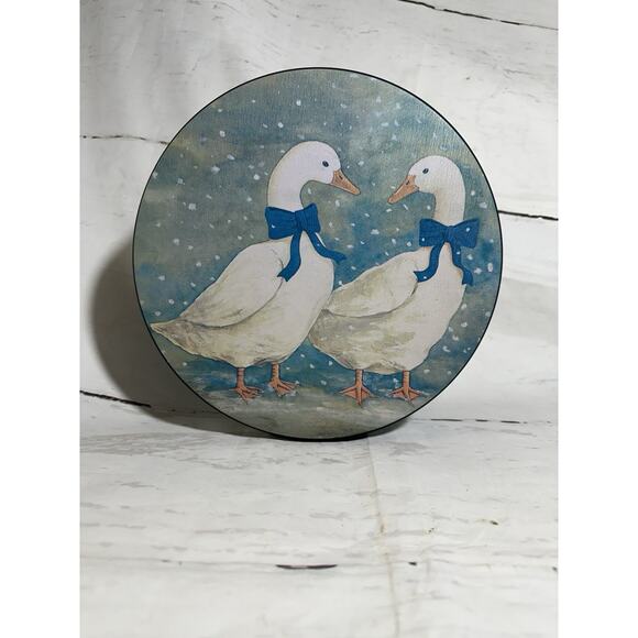 Set of 3 Vintage Round Geese Goose Metal Nesting Tins GUC - Picture 2 of 7